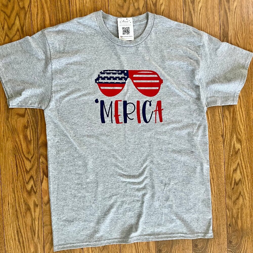 "Merica Independance day Tee- Red, White and Blue sunglasses design